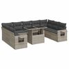 vidaXL 10-tlg. Garten-Sofagarnitur mit Kissen Hellgrau Poly Rattan