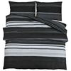 vidaXL Bettw&auml;sche-Set Schwarz Gestreift 155x220 cm Baumwolle