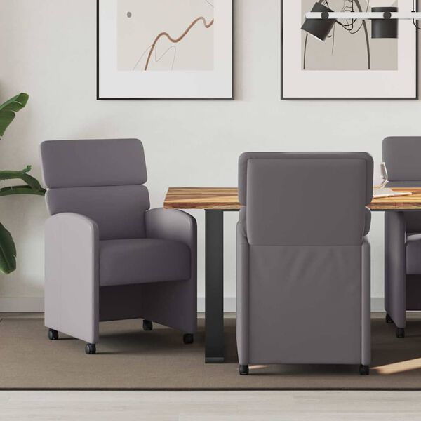 vidaXL Esszimmerst&uuml;hle mit Rollen 2 pcs Grau 58 x 65 x 98 cm