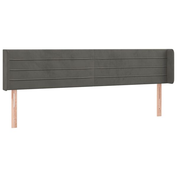vidaXL LED Kopfteil Dunkelgrau 183x16x78/88 cm Samt
