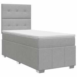 vidaXL Boxspringbett mit Matratze mit Kopfteil Hellgrau Einzeln Stoff