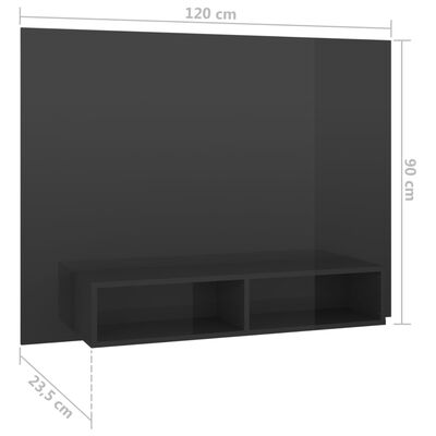 vidaXL TV-Wandschrank Hochglanz-Grau 120x23,5x90 cm Holzwerkstoff