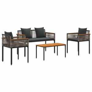 vidaXL Gartenm&ouml;bel Set mit Kissen 4 pcs Grau und Dunkelgrau PE-Rattan