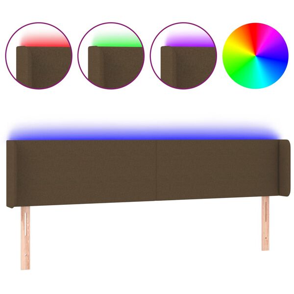 vidaXL LED Kopfteil Dunkelbraun 163x16x78/88 cm Stoff