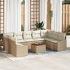 vidaXL Gartensofa-set mit Speicher 10 pcs Beige und Creme Poly-Rattan