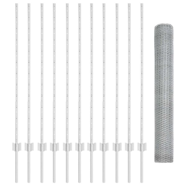 vidaXL Zaun mit Pfosten Silber 1,2 x 25 m Stahl