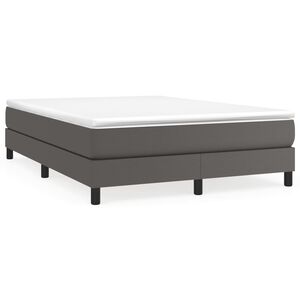 vidaXL Boxspringbett mit Matratze Grau 140x200 cm Kunstleder