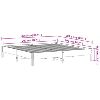 vidaXL Massivholzbett ohne Matratze Weiß 200x200 cm Kiefernholz