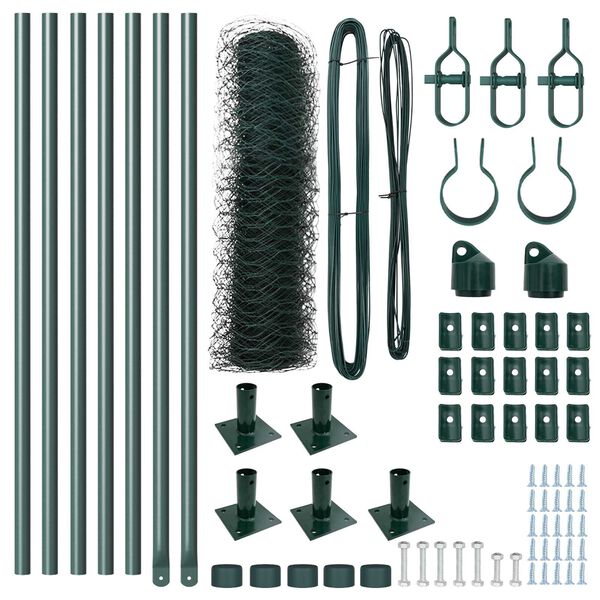 vidaXL Zaunpfosten Gr&uuml;n 10 x 0,8 m (36 mm Mesh) Stahl und PVC
