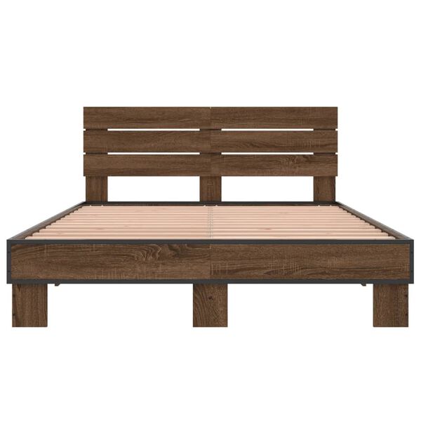 vidaXL Bettgestell Braun Eichen-Optik 140x190 cm Holzwerkstoff Metall