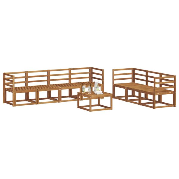 vidaXL Outdoor-Sofagarnitur mit Kissen 8 pcs Nat&uuml;rlich und Hellgrau