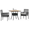 vidaXL Garten Essgruppe 3 pcs Schwarz Poly-Rattan