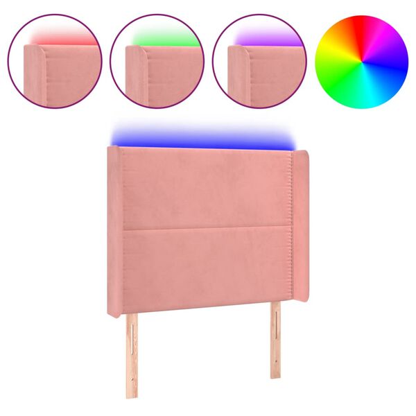 vidaXL LED Kopfteil Rosa 93x16x118/128 cm Samt