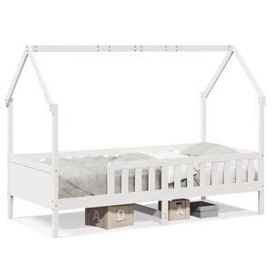 vidaXL Kinderbett Hausbett Wei&szlig; 90x190 cm Massivholz Kiefer