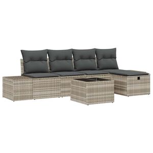 vidaXL Gartensofa-set 6 stk. Hellgrau Poly-Rattan