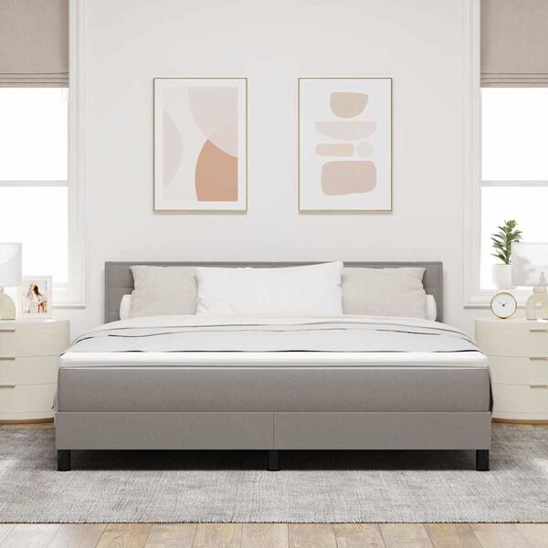 vidaXL Boxspringbett mit Matratze Taupe 180 x 200 cm Stoff