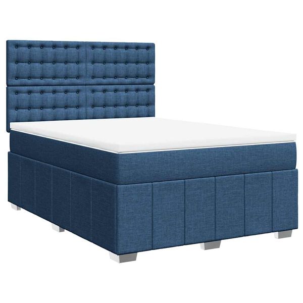 vidaXL Boxspringbett mit Matratze Blau 140x190 cm Stoff