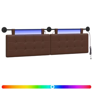 vidaXL H&auml;ngendes Kopfteil Mit LED Licht Braun Kunstleder
