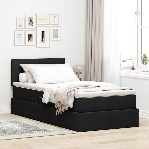 vidaXL Aufbewahrungsbett mit Matratze mit Matratze Schwarz 90 x 190 cm