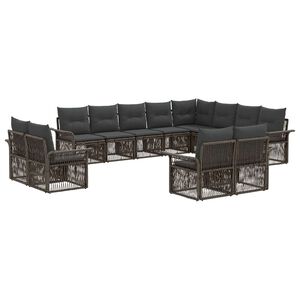vidaXL Gartensofa-set 12 stk. Grau und Dunkelgrau Poly-Rattan