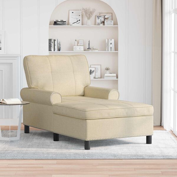vidaXL Lounge-Liege mit Kissen Creme 91 x 157 x 91 cm Stoff