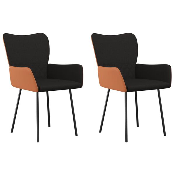 vidaXL Esszimmerst&uuml;hle 2 Stk. Schwarz Stoff und Kunstleder
