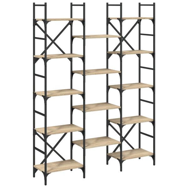 vidaXL B&uuml;cherregal Sonoma-Eiche 127,5x28,5x172,5 cm Holzwerkstoff