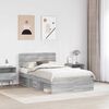 vidaXL Bettrahmen Graues Sonoma 135 x 190 cm Massives Kiefernholz