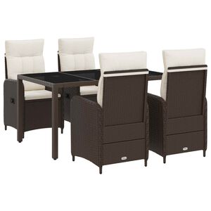 vidaXL Outdoortisch-Set 5 stk. Braun und Creme Wei&szlig; Poly-Rattan