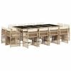 vidaXL 13-tlg. Garten-Essgruppe mit Kissen Beige Poly Rattan