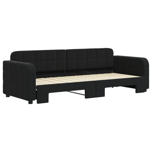 vidaXL Tagesbett Ausziehbar Schwarz 80x200 cm Samt