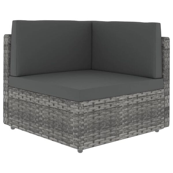 vidaXL 6-tlg. Garten-Lounge-Set mit Kissen Grau Poly Rattan