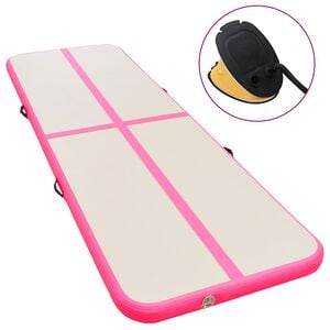 vidaXL Aufblasbare Gymnastikmatte mit Pumpe 300&times;100&times;10 cm PVC Rosa