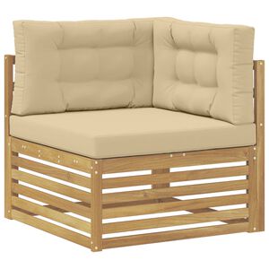 vidaXL Outdoor Ecksofa Massivholz Akazie Wei&szlig; gewaschen und Beige