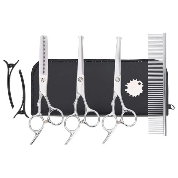 vidaXL 7-tlg. Hundescheren-Set Edelstahl