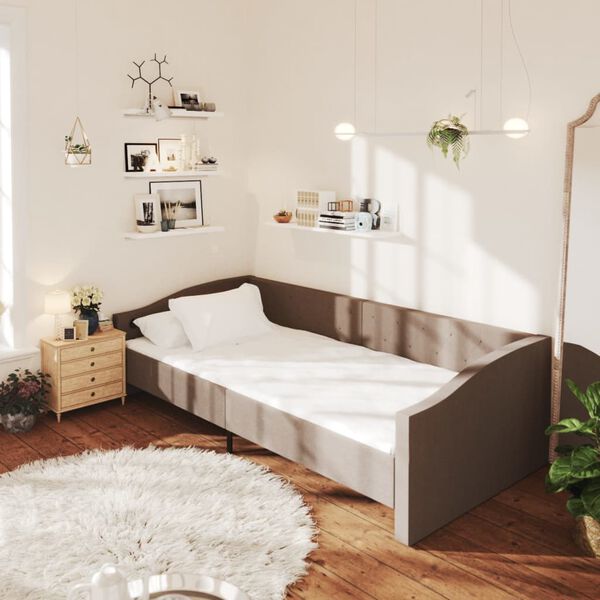 vidaXL Tagesbett mit Matratze USB Taupe Stoff 90x200 cm