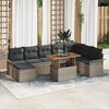 vidaXL Garten-Sofa-Set mit Speicher 9 pcs Grau Poly Rattan