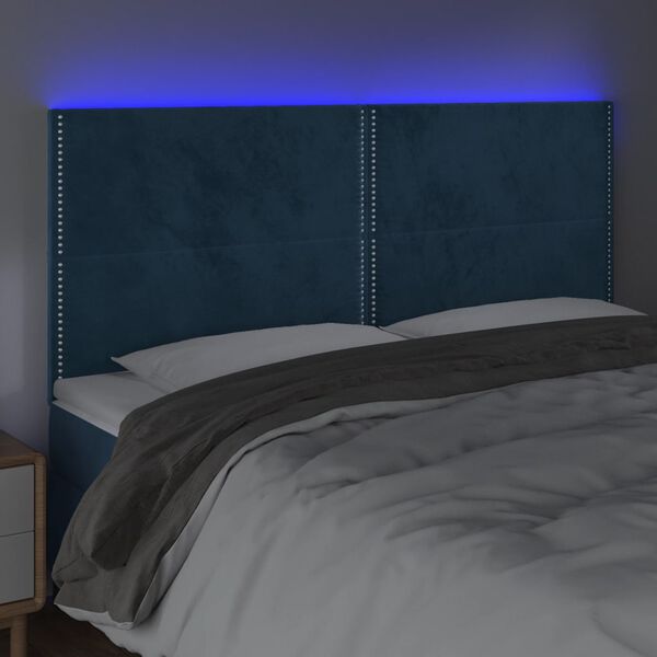 vidaXL LED Kopfteil Dunkelblau 200x5x118/128 cm Samt