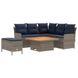 vidaXL M&ouml;belsets 5 stk. Grau und Marineblau 90 x 90 x 68 cm PE-Rattan