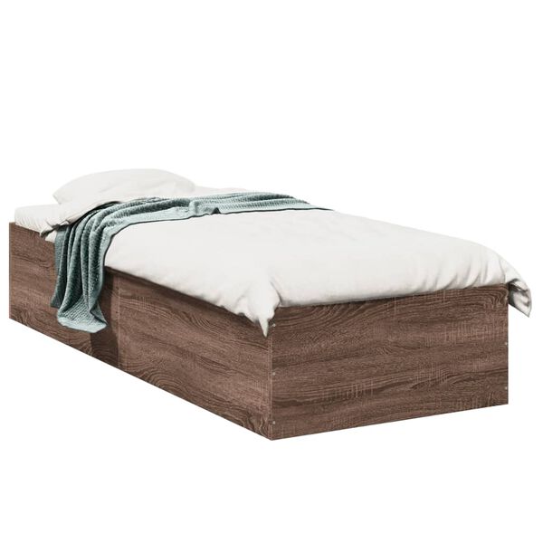 vidaXL Bettgestell Braun Eichen-Optik 100x200 cm Holzwerkstoff
