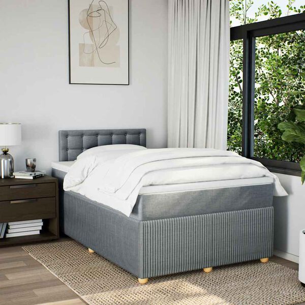 vidaXL Boxspringbett mit Matratze Hellgrau 120x190 cm Stoff
