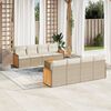 vidaXL 9-tlg. Garten-Sofagarnitur mit Kissen Beige Poly Rattan