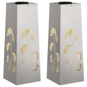 vidaXL Solar LED Weg Licht 2 pcs Warmes Wei&szlig; 18 x 18 x 50 cm Edelstahl