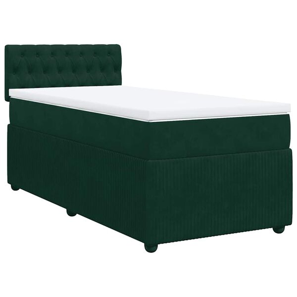 vidaXL Boxspringbett mit Matratze Dunkelgr&uuml;n 90x200 cm Samt