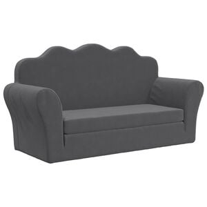 vidaXL Kinder-Schlafsofa 2-Sitzer Anthrazit Weicher Pl&uuml;sch