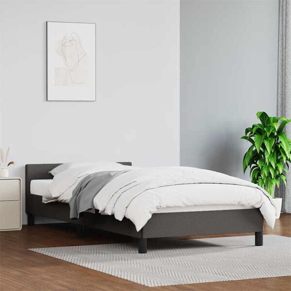 vidaXL Bettgestell mit Kopfteil ohne Matratze Grau 90x190 cm