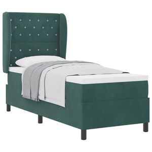vidaXL Boxspringbett mit Kopfteil Dunkelgr&uuml;n 200 x 80 cm Samt
