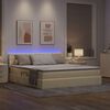 vidaXL Bett mit Stauraum und LED mit Matratze Creme 180 x 200 cm Stoff