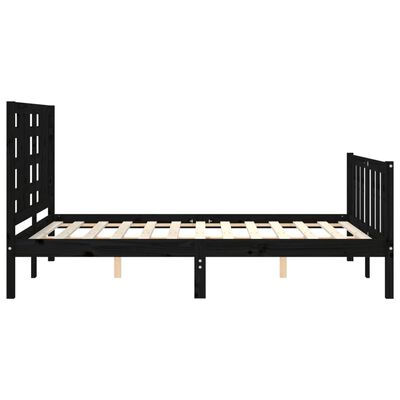 vidaXL Massivholzbett mit Kopfteil Schwarz 140x190 cm