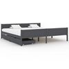 vidaXL Massivholzbett mit 2 Schubladen Dunkelgrau Kiefer 200x200 cm